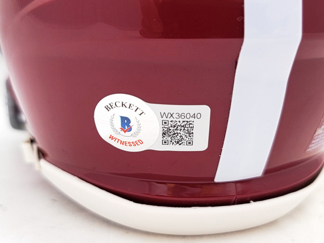 Mac Jones Signed Alabama Crimson Tide Red Speed Mini Helmet Beckett Wit