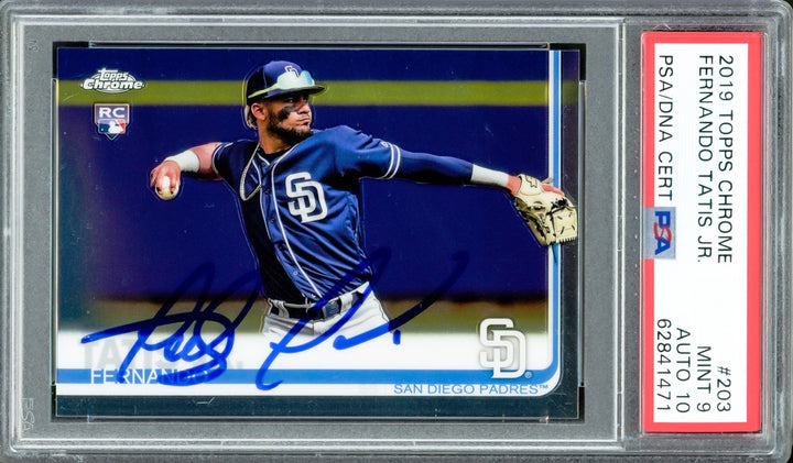 Fernando Tatis Jr. Auto 2019 Topps Chrome RC 203 Padres PSA 9 Auto GM 10 PSA/DNA