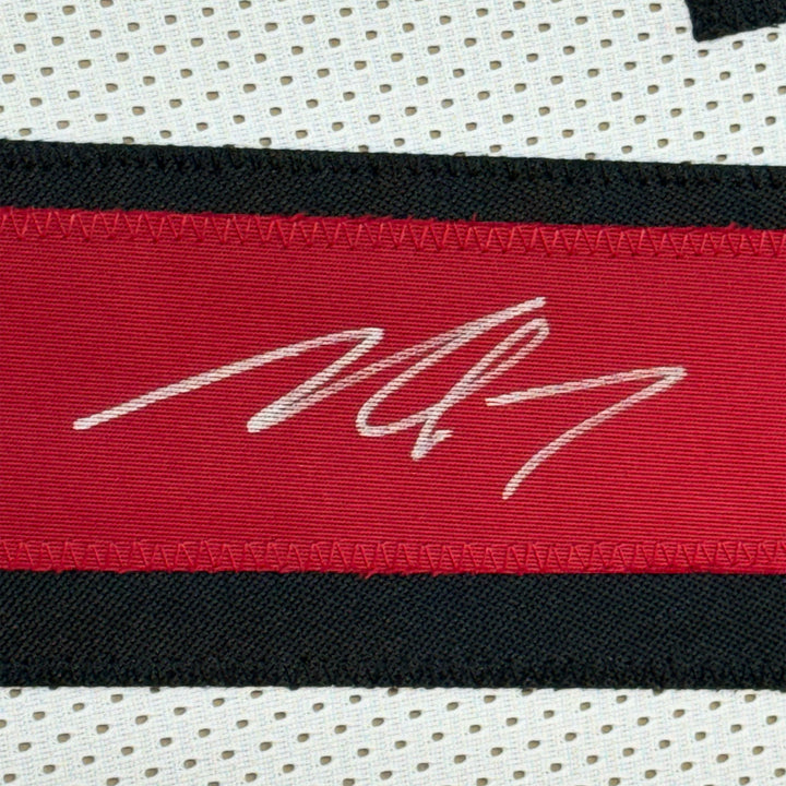 FRAMED Autographed/Signed MICHAEL MIKE VICK 33x42 Atlanta White Jersey PSA COA