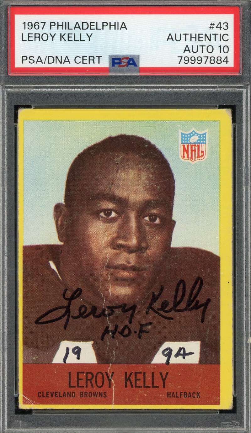 Leroy Kelly Gem Mint 10 PSA DNA Signed 1967 Philadelphia Rookie Autograph
