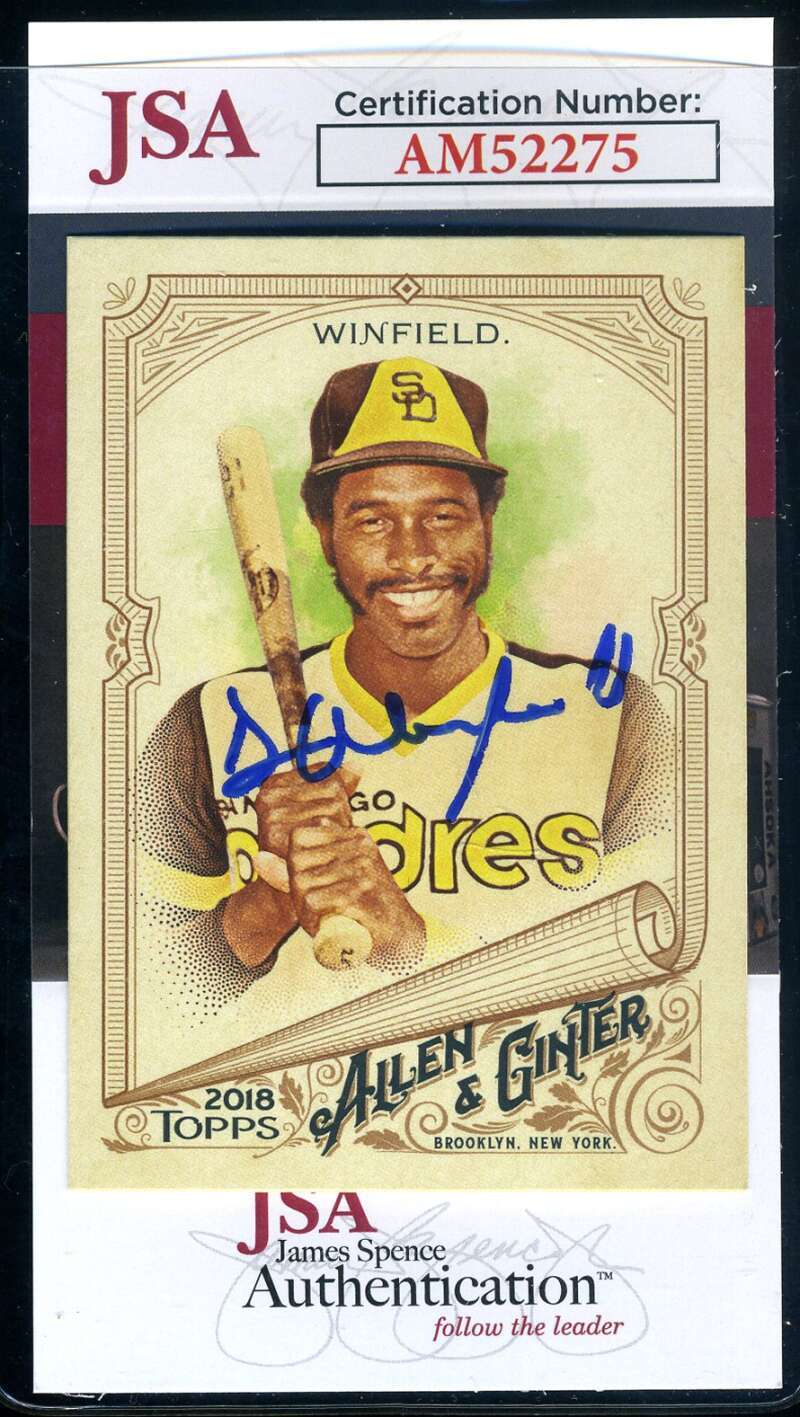 Dave Winfield JSA Coa Signed 2018 Topps Allen and Ginter Autograph