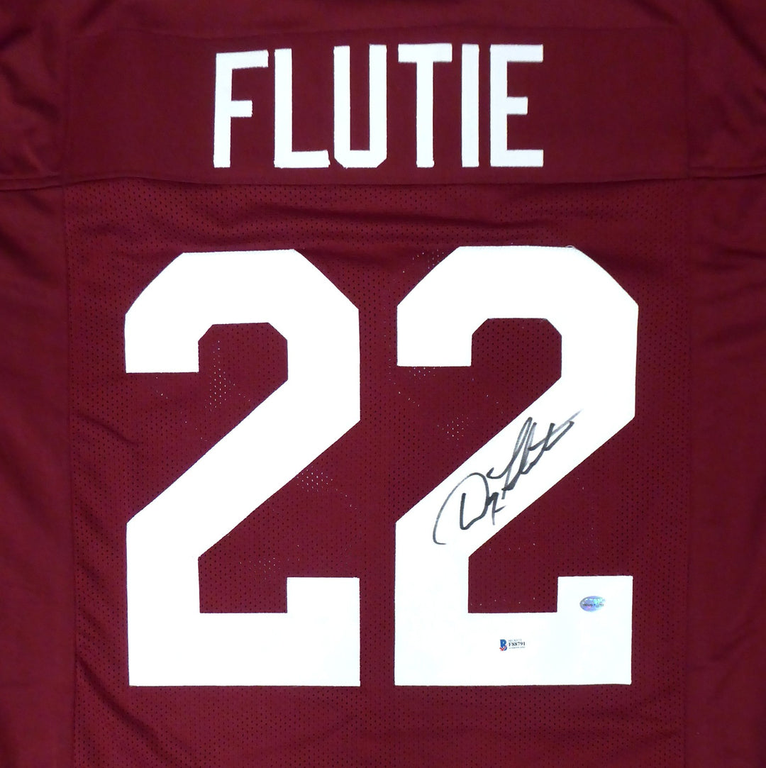 Boston College Eagles Doug Flutie Signed Red Jersey Beckett BAS