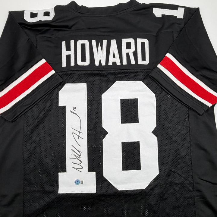 Autographed/Signed Will Howard Ohio State Black College Jersey Beckett BAS COA