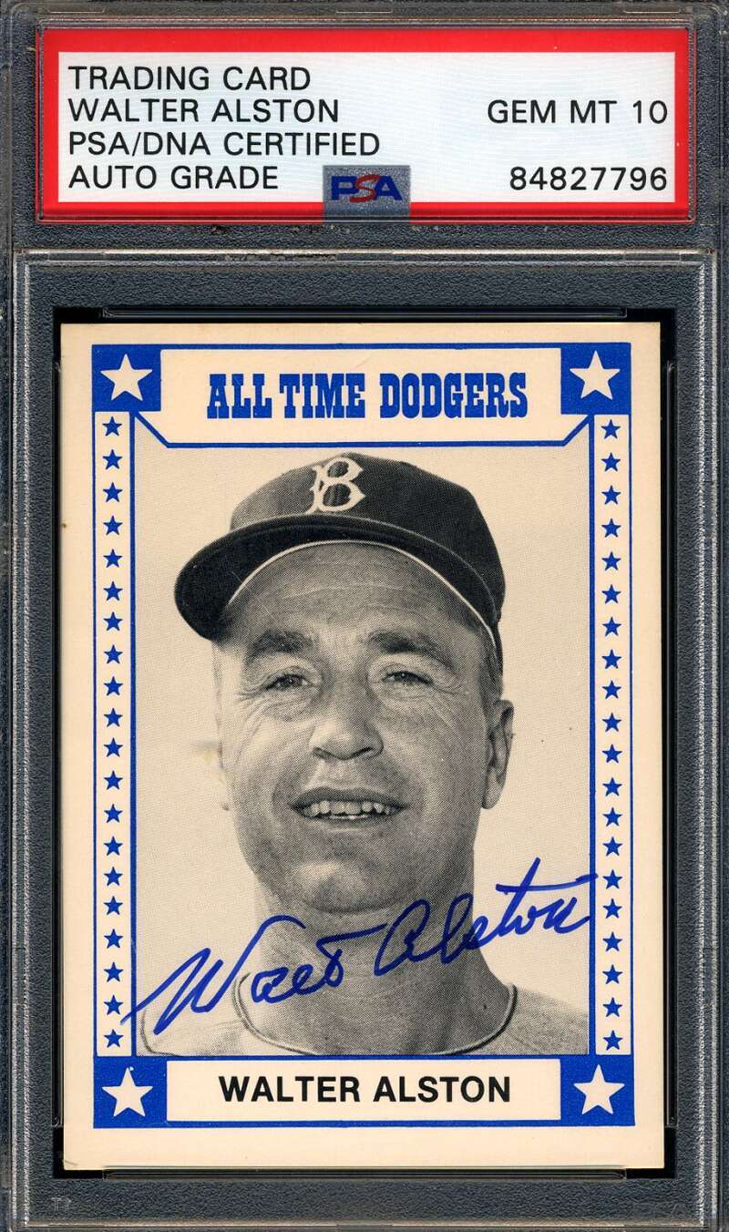 Walter Alston Gem Mint 10 PSA DNA Signed 1980 TCMA All Time Dodgers Autograph