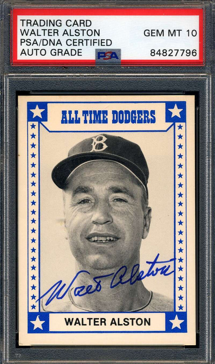Walter Alston Gem Mint 10 PSA DNA Signed 1980 TCMA All Time Dodgers Autograph