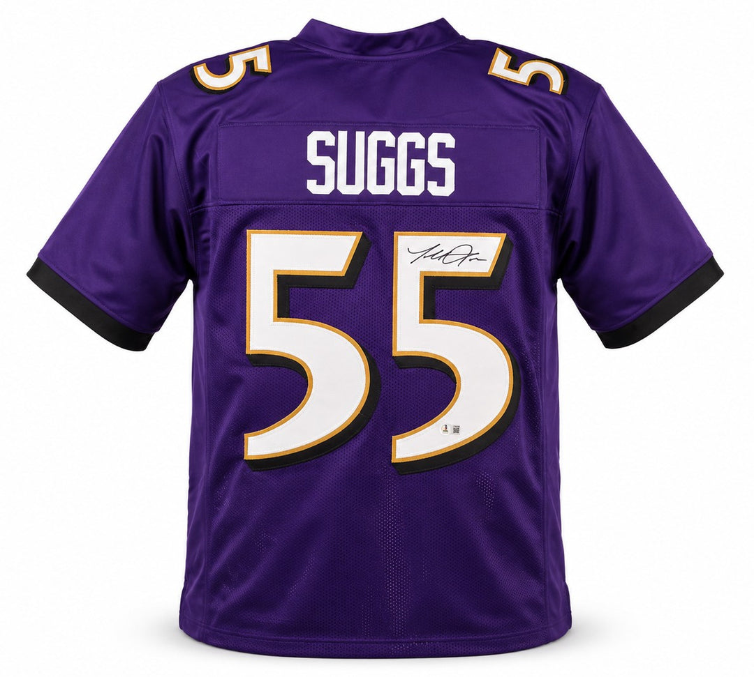 Baltimore Ravens Terrell Suggs Signed Purple Jersey Beckett BAS Witness