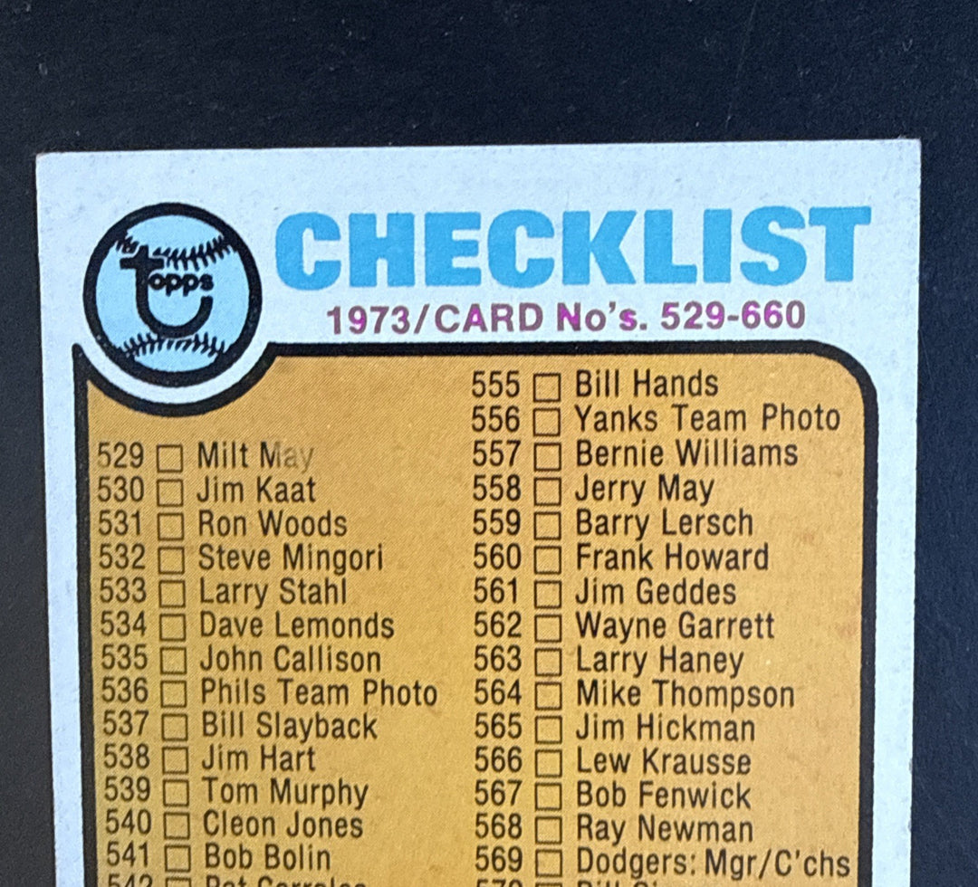 1973 Topps Set Break Baseball Checklist: 529-660 #588 NM Sharp Clean