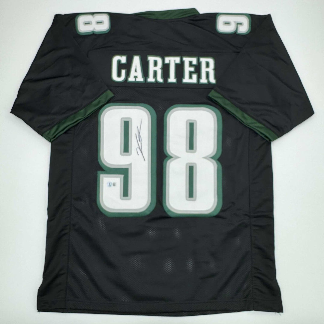 Autographed/Signed Jalen Carter Philadelphia Black Jersey Beckett COA