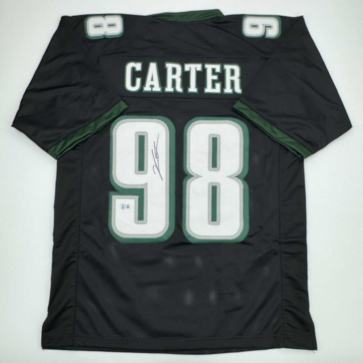 Autographed/Signed Jalen Carter Philadelphia Black Jersey Beckett COA