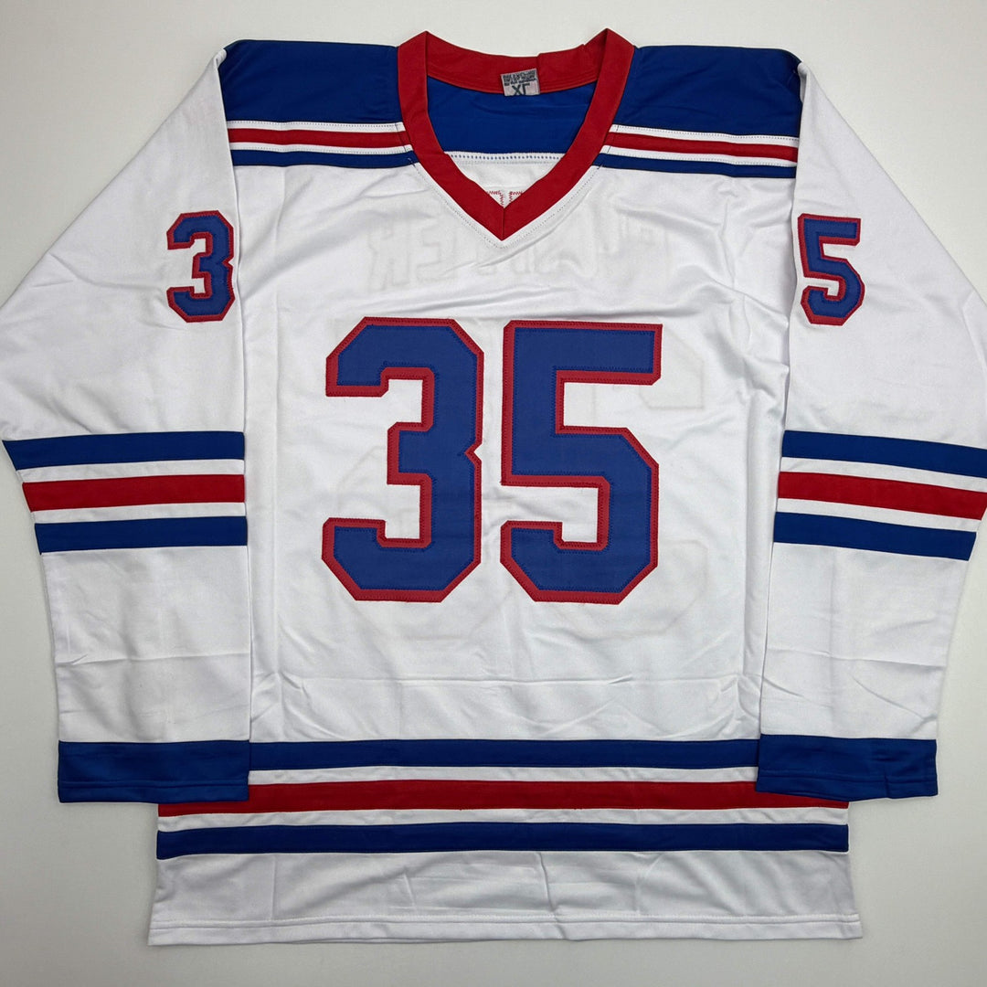Autographed/Signed MIKE RICHTER New York White Hockey Jersey PSA/DNA COA Auto