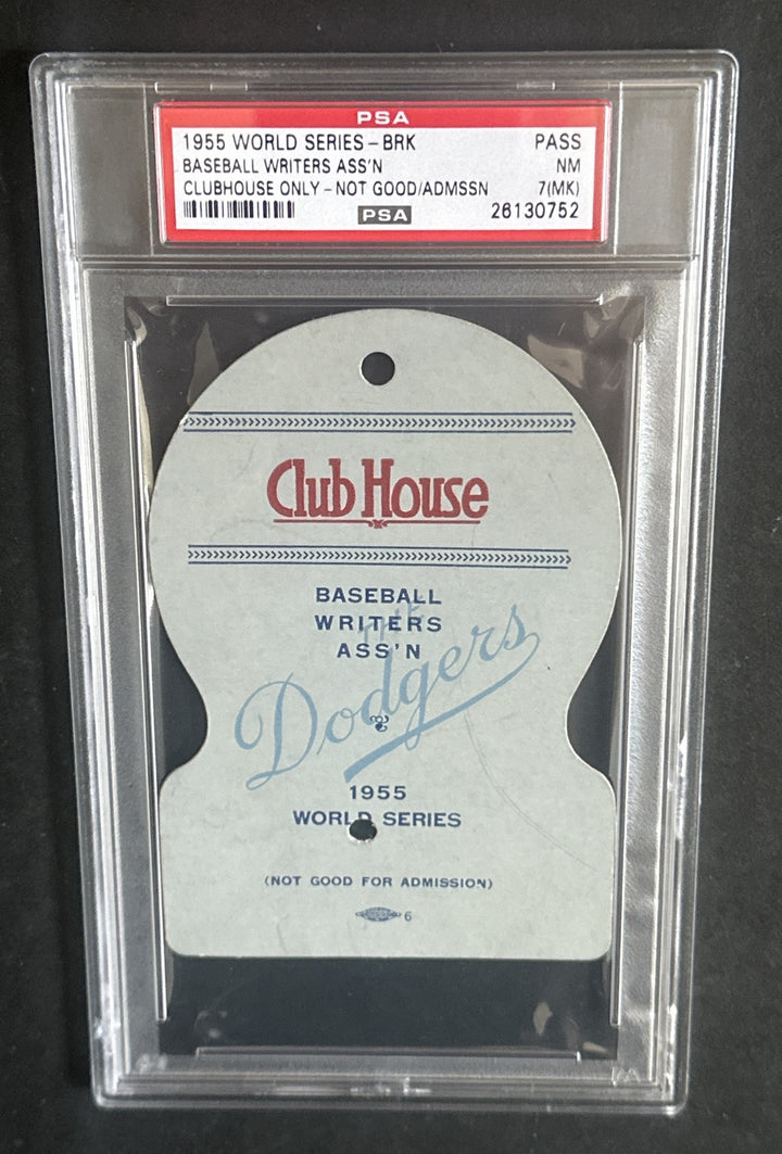 1955 WORLD SERIES Clubhouse TICKET Brooklyn DODGERS Jackie Robinson Psa 7 Pop 1