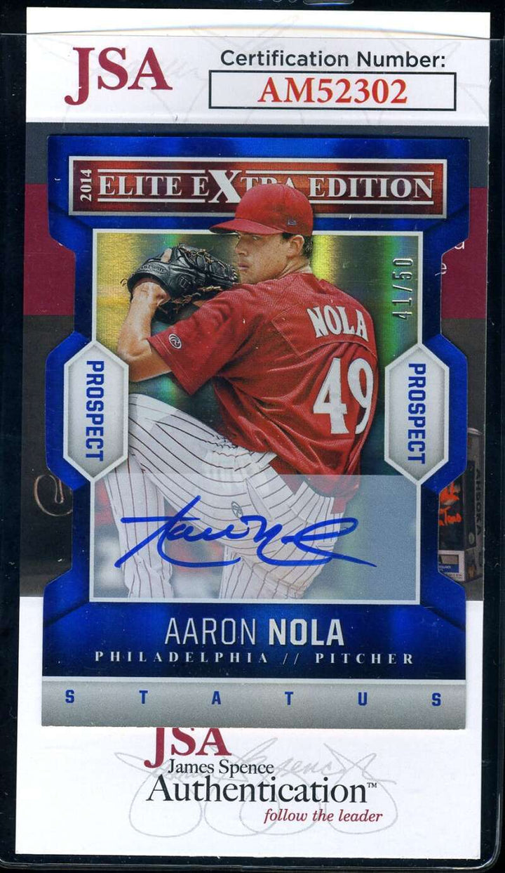 Aaron Nola JSA Coa Signed 2014 Panini Elite Extra Edition Rookie Autograph
