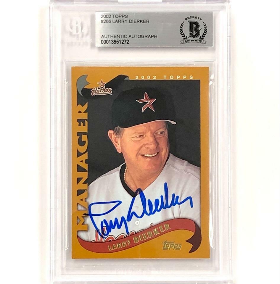 Houston Astros manager Larry Dierker autograph signed 2002 Topps card BGS BAS