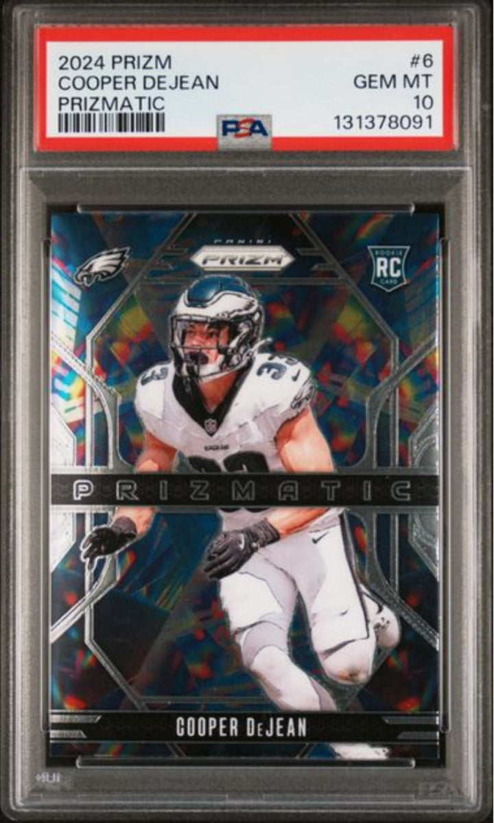 Graded 2024 Panini Prizm Cooper DeJean #6 Prizmatic Rookie Football Card PSA 10