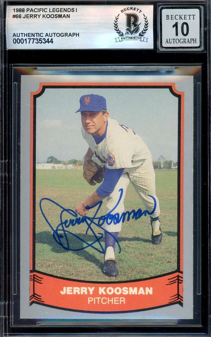 Jerry Koosman Gem Mint 10 Beckett BAS Signed 1988 Pacific Legends Autograph