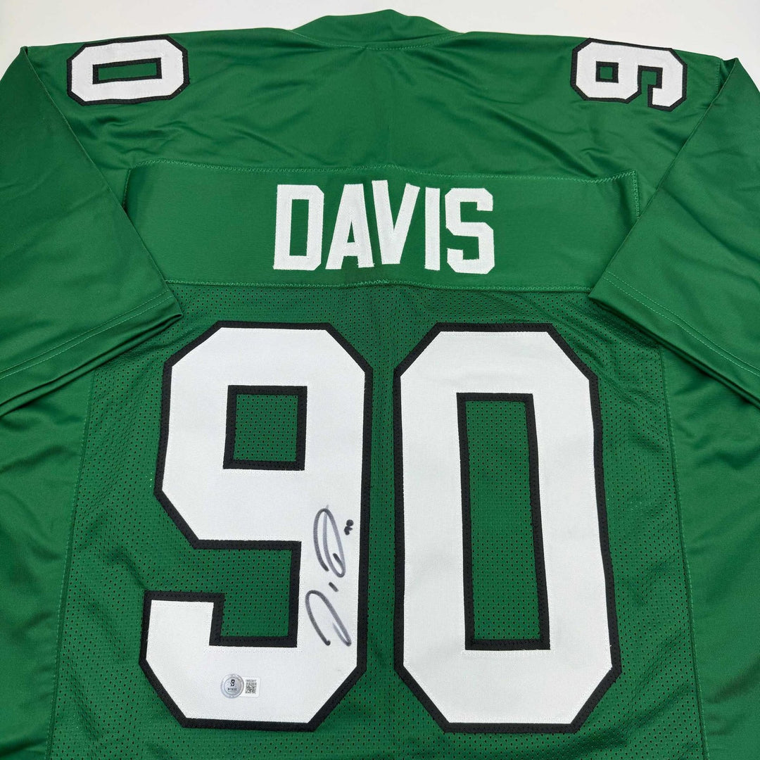 Autographed/Signed Jordan Davis Philadelphia Kelly Green Jersey BAS COA