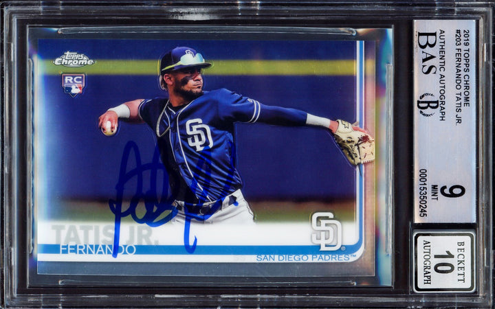 Fernando Tatis Jr. Auto 2019 Topps Chrome RC 203 Padres BGS 9 Auto GM 10 Beckett