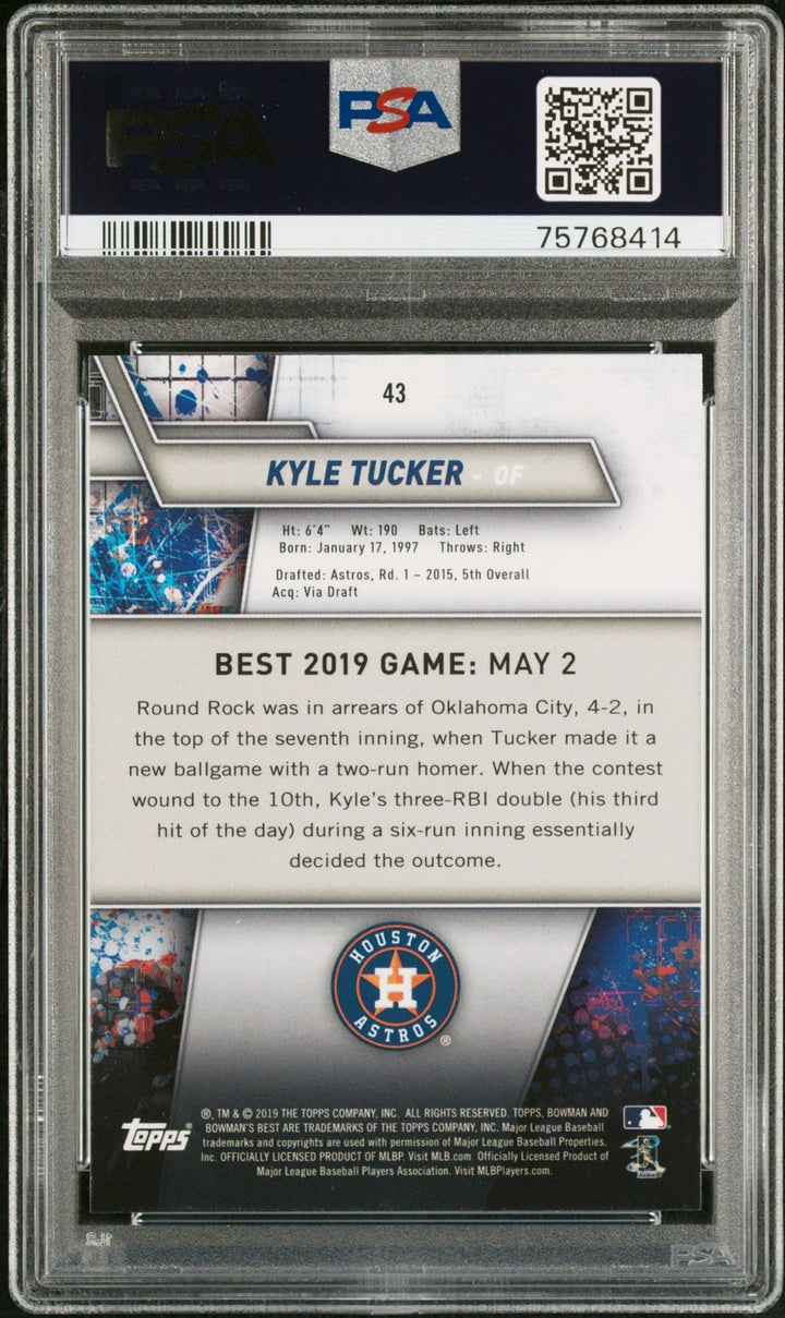 Graded 2019 Topps Bowmans Best Kyle Tucker #43 Rookie RC Card PSA 10