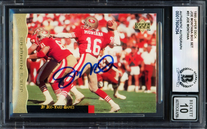 Joe Montana Signed 1995 Upper Deck Card 31 49ers Auto GM 10 Beckett #17604254