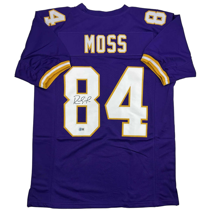 Autographed/Signed Randy Moss Minnesota Purple Football Jersey JSA COA