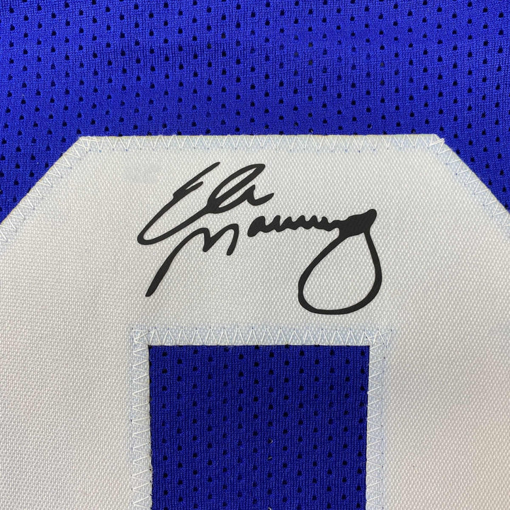 Facsimile Autographed Eli Manning New York Blue Reprint Jersey Size Men's XL