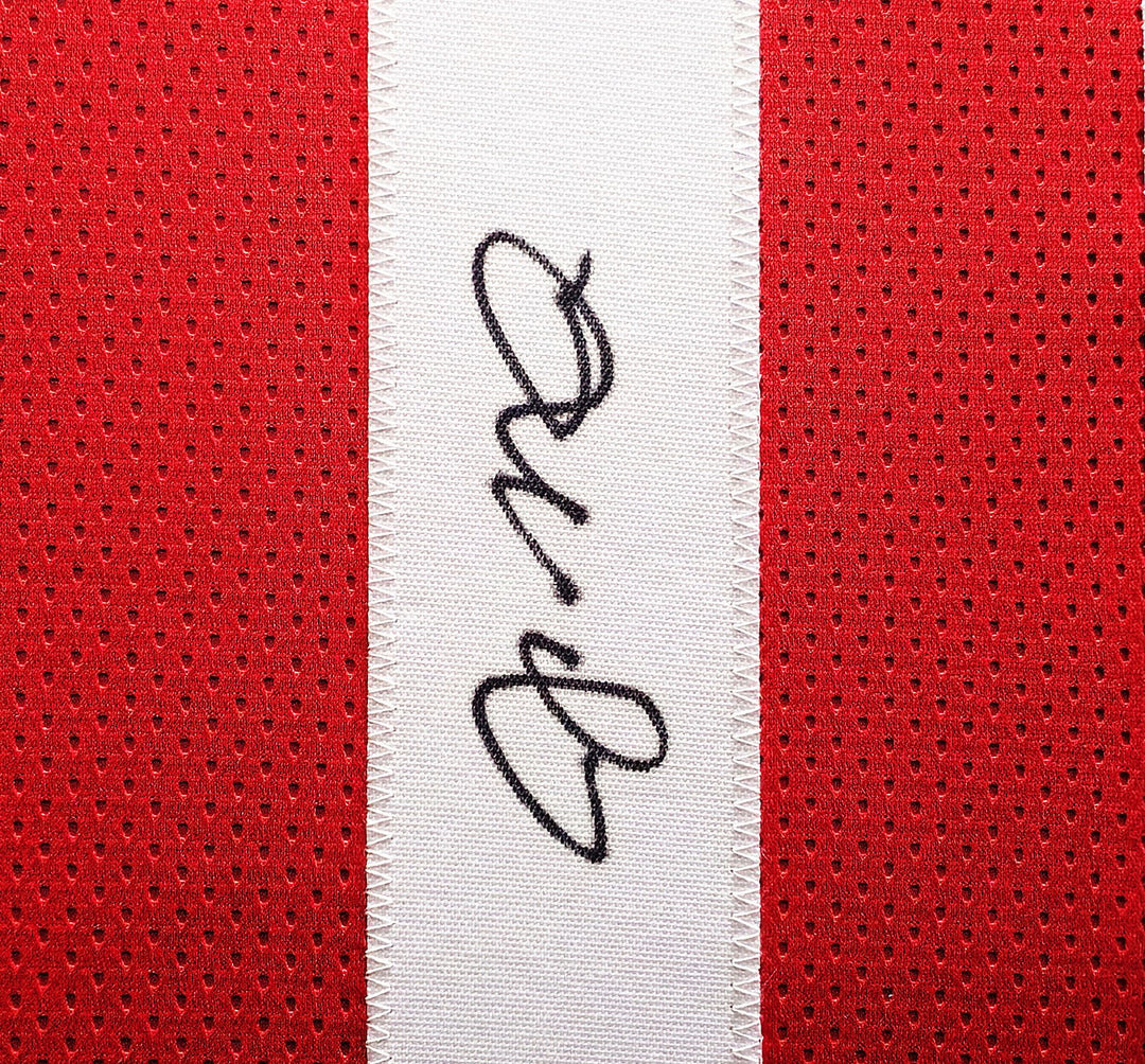 San Francisco 49ers Joe Montana Signed Framed Red Jersey Beckett BAS QR