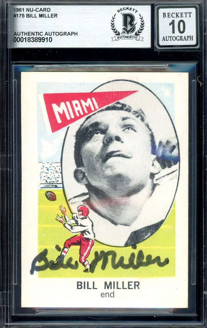 Bill Miller Gem Mint 10 Beckett BAS Signed 1961 Nu-Card Rookie Autograph