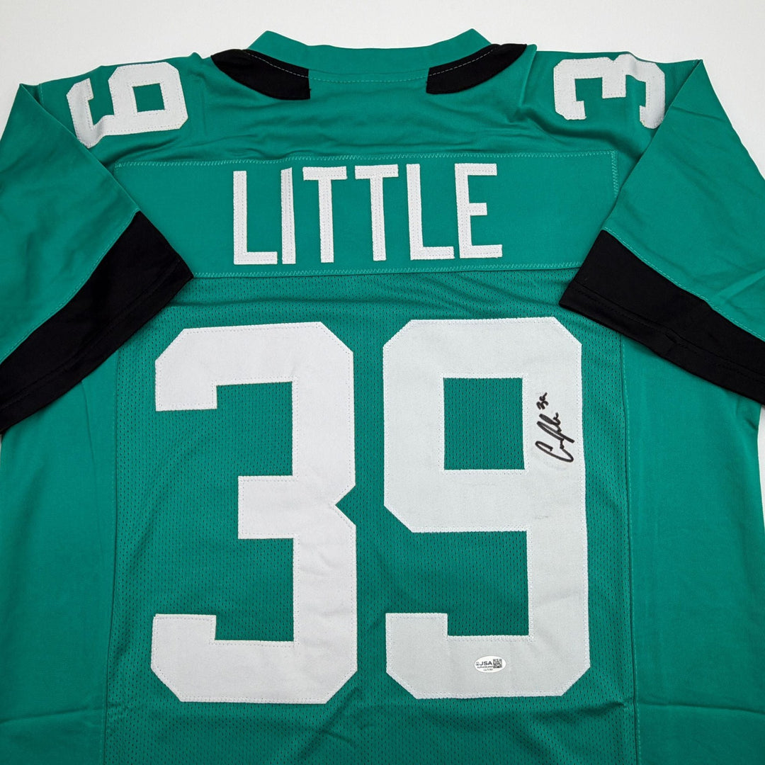 Autographed/Signed Cam Little Jacksonville Teal Football Jersey JSA COA