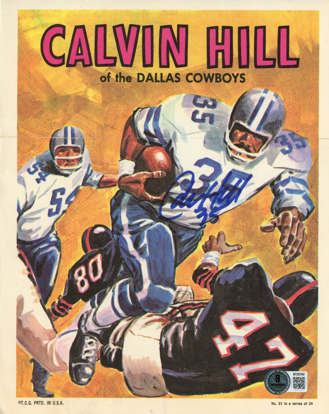 Calvin Hill Autographed/Signed Dallas Cowboys Magazine Page Beckett 56850