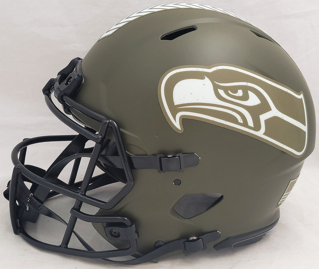 Steve Largent Jim Zorn Auto Seahawks Camo Salute 2 Service FS Helmet TD Seahawks