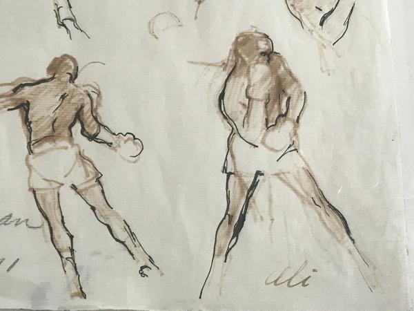 Original 1/1 Leroy Neiman Drawing Of Muhammad Ali JSA COA Autograph