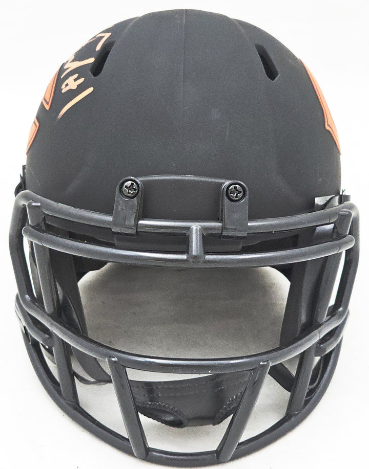 Justin Fields Auto Signed Chicago Bears Eclipse Black Speed Mini Helmet Beckett