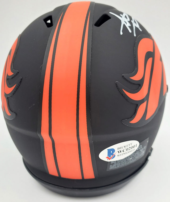 Steve Atwater Signed Eclipse Black Denver Broncos Speed Mini Helmet Beckett BAS