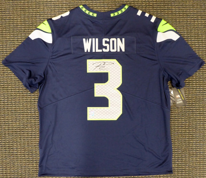 Seattle Seahawks Russell Wilson Signed Blue Nike Twill Jersey Size XXL RW Holo