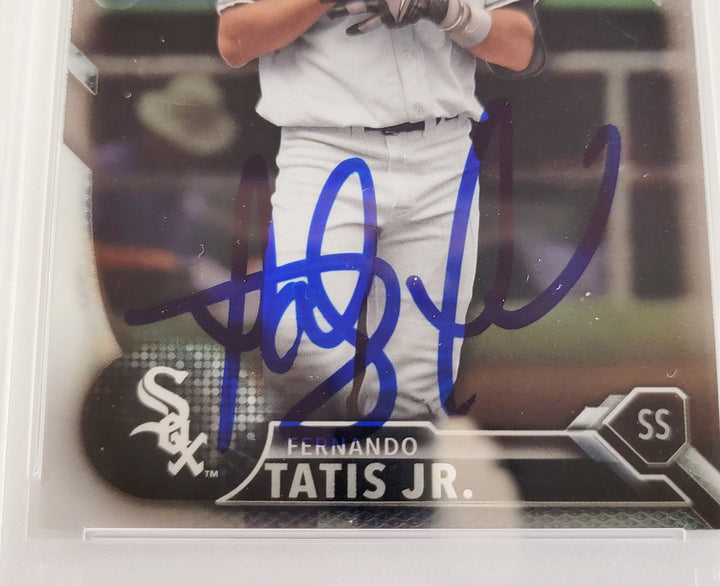 Fernando Tatis Jr Auto 2016 Bowman Chrome Prospects RC BCP17 Padres PSA 7 Sig 10