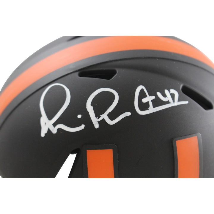 Michael Irvin Autographed Miami Hurricanes Eclipse Mini Helmet Beckett 56382