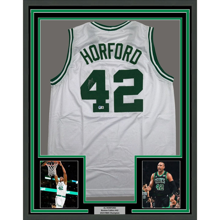 Framed Autographed/Signed Al Horford 35x39 Boston White Jersey Beckett COA