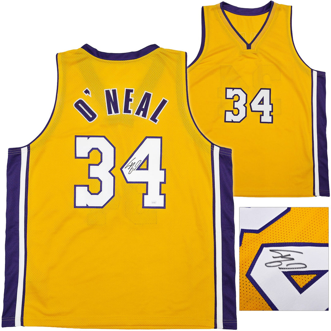 Los Angeles Lakers Shaquille O'Neal Autographed Signed Gold Jersey JSA