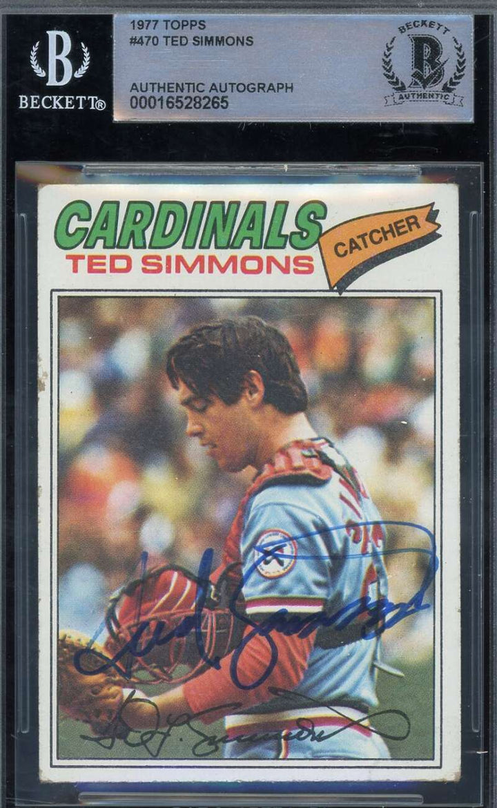 Ted Simmons Beckett BAS Signed 1977 Topps Autograph