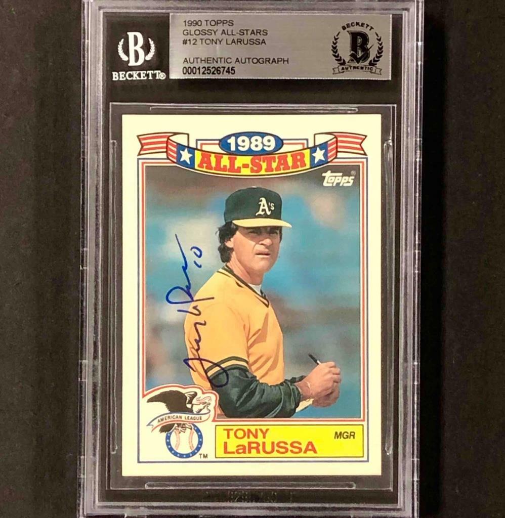 Tony LaRussa autograph Oakland A's signed 1990 Topps All-Stars card BAS BGS