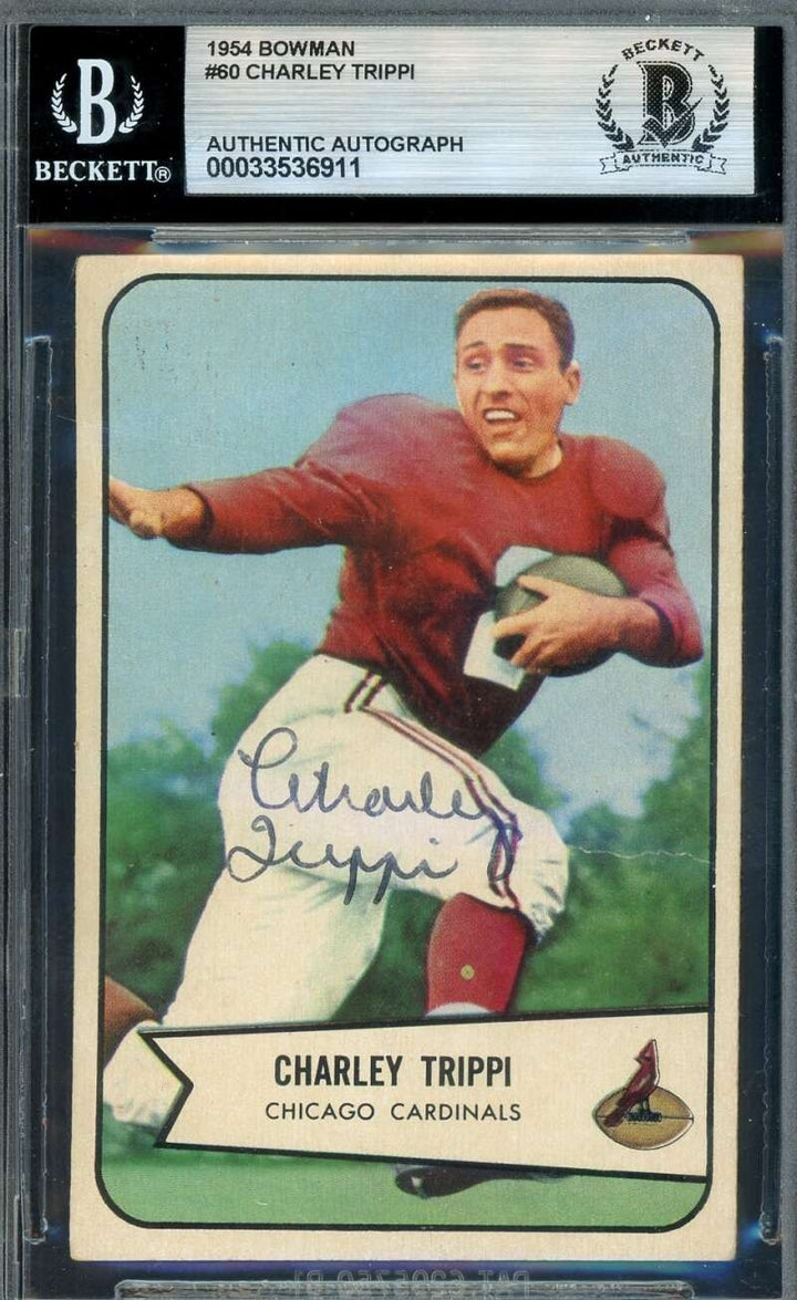 Charley Trippi Beckett BAS Vintage Signed 1954 Bowman Autograph Cardinals