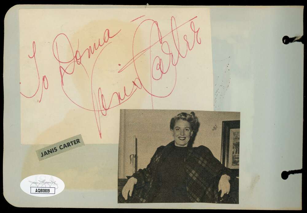 Johnny Weissmuller Janis Carter JSA Coa Signed Vintage Album Page Autograph