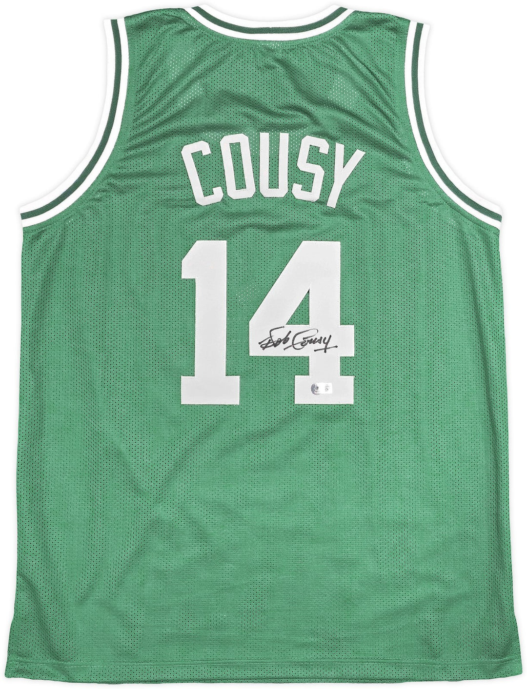 Boston Celtics Bob Cousy Signed Green Jersey Beckett Witness