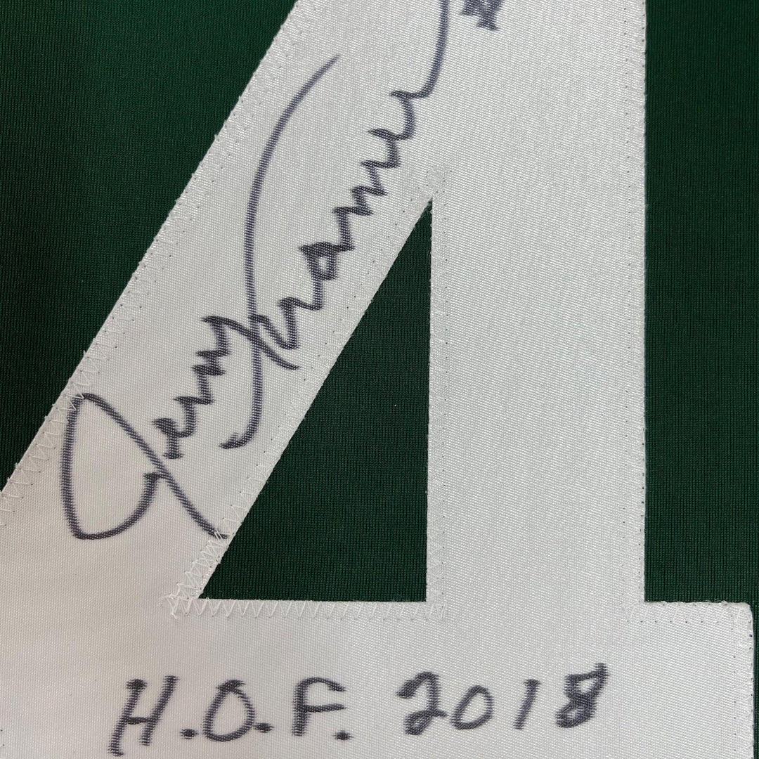 FRAMED Signed JERRY KRAMER HOF 35x39 Green Bay Green Jersey JSA COA