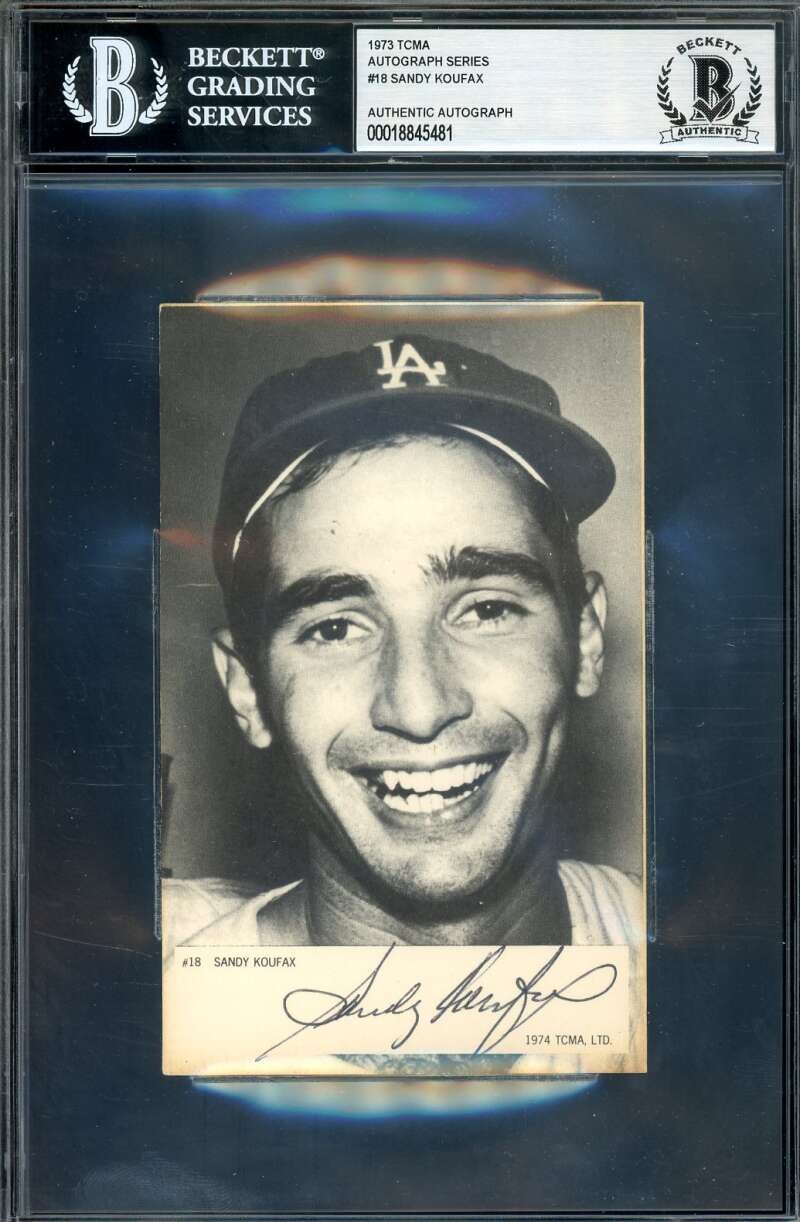 Sandy Koufax Beckett BAS Signed 1976 TCMA Photo Postcard Autograph