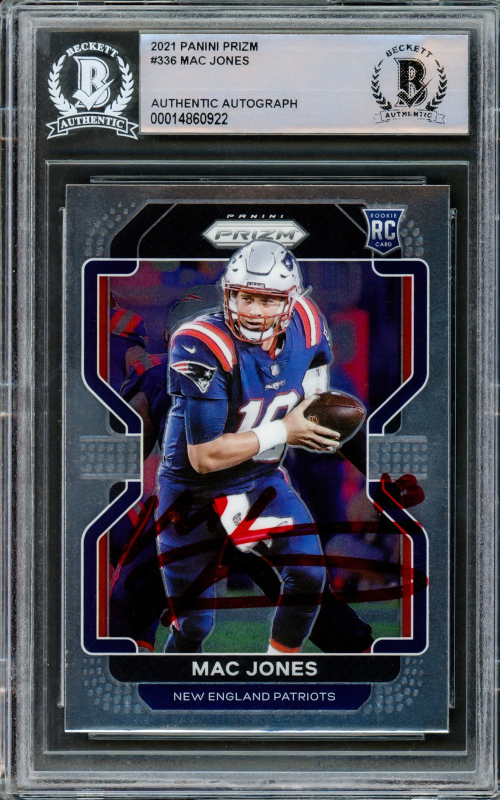 Mac Jones Signed 2021 Panini Prizm RC 336 New England Patriots Beckett