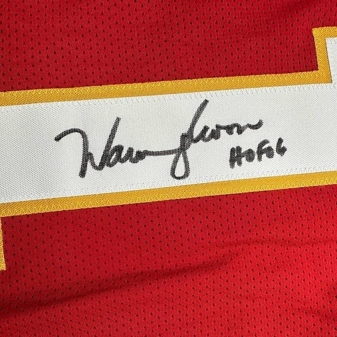 Framed Signed Warren Moon 35x39 HOF Kansas City Red Jersey JSA COA