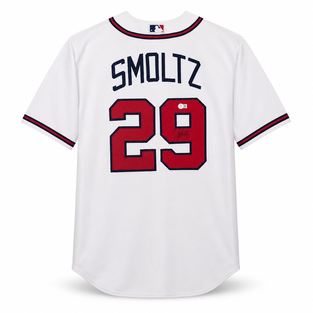 Atlanta Braves John Smoltz Signed White Nike Jersey Size XL Beckett BAS QR