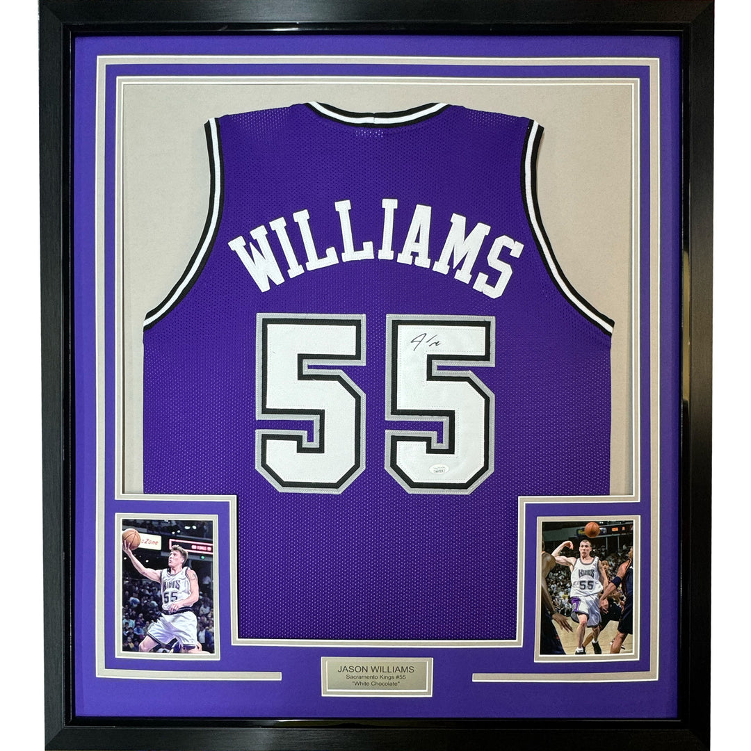 FRAMED Autographed/Signed JASON WILLIAMS 33x42 Sacramento Purple Jersey PSA COA