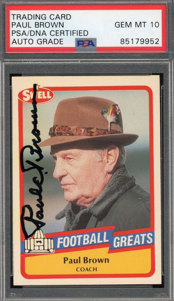 Paul Brown Gem Mint 10 PSA DNA Signed 1989 Swell Greats Autograph